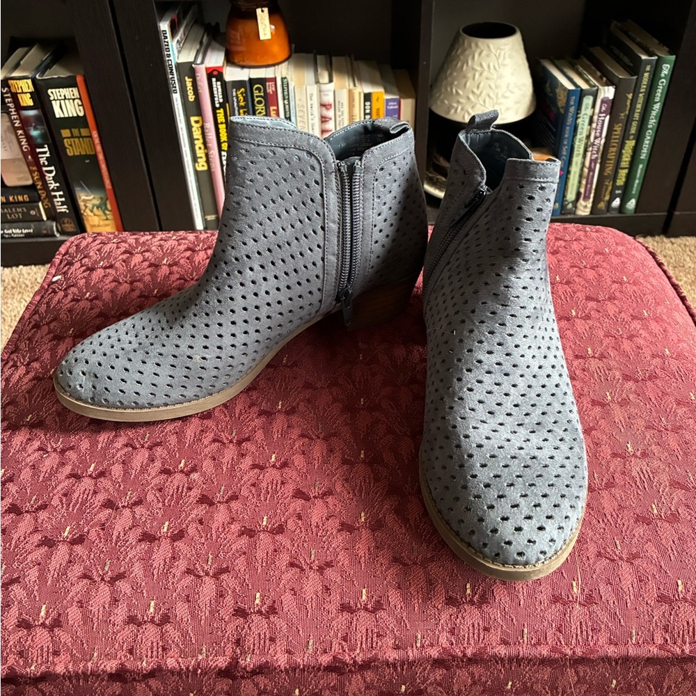 Perforated Blue Ankle Boots